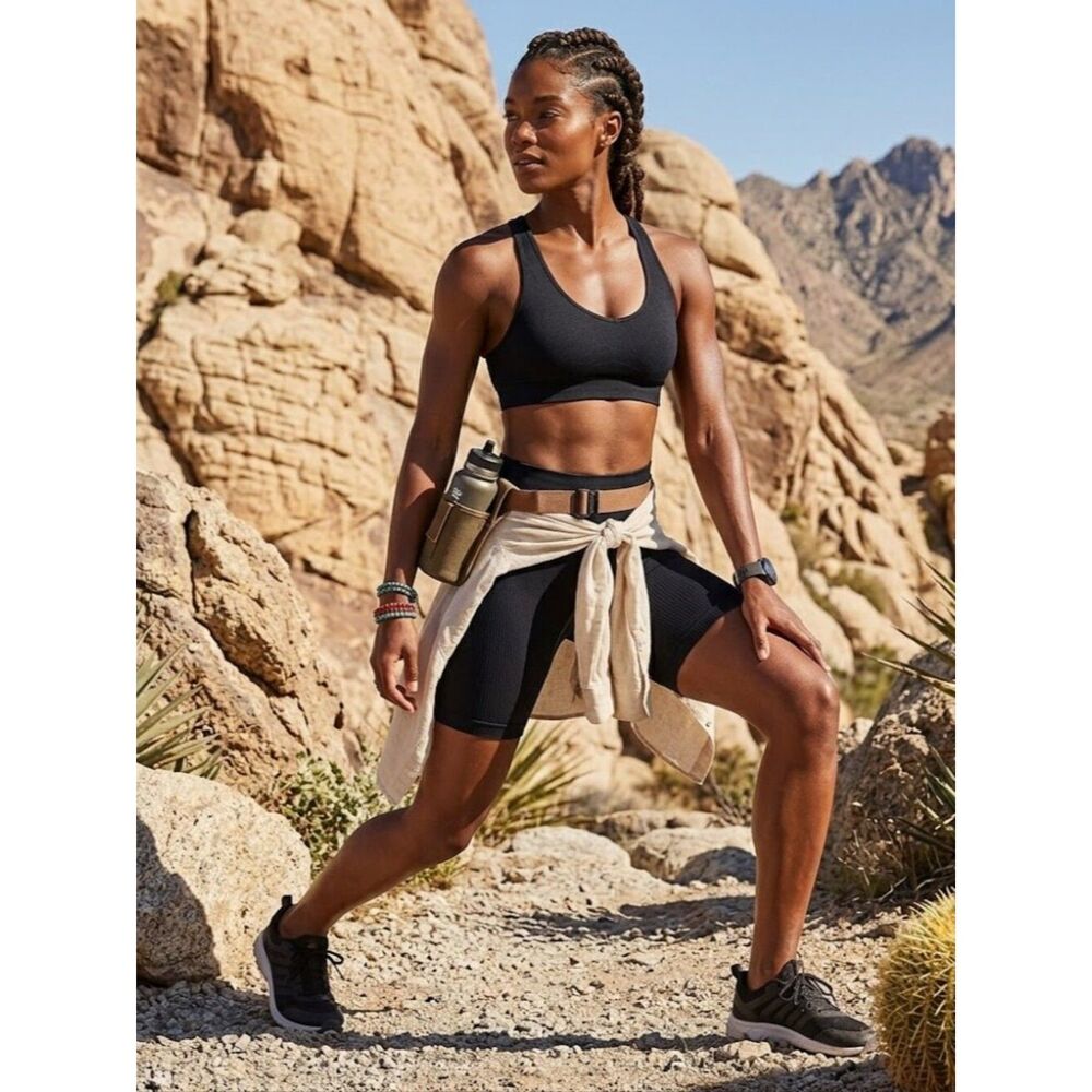 Free People Seamless Rib Bike Shorts Black Size XS/Small NWT